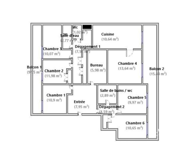 Appartement 6 pièces 110 m²