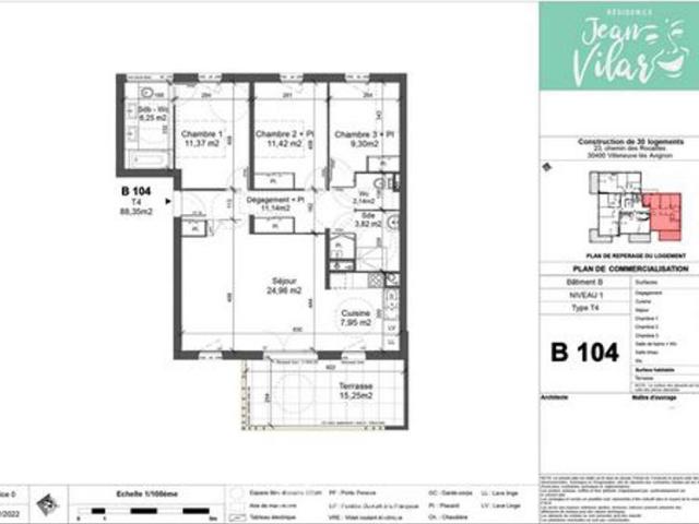 Appartement 88m² Villeneuve lès Avignon