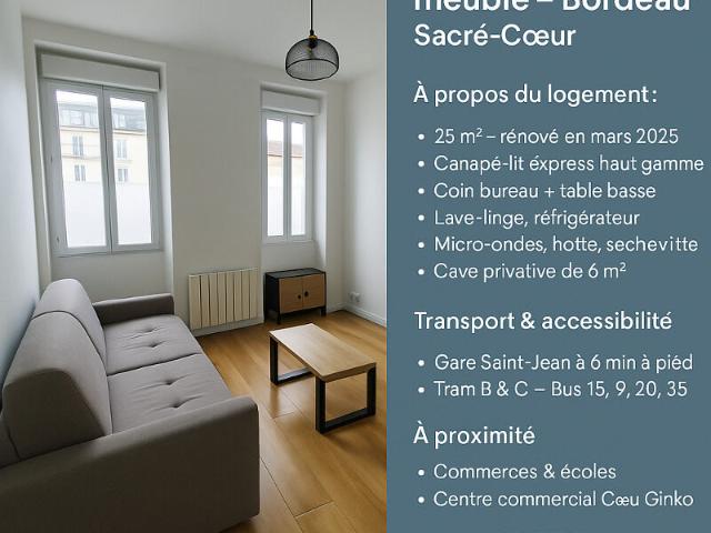 Appartement 1 pièce, 25 m² à louer à Bordeaux 33000