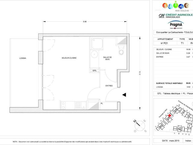 Appartement 1 pièce 26 m²