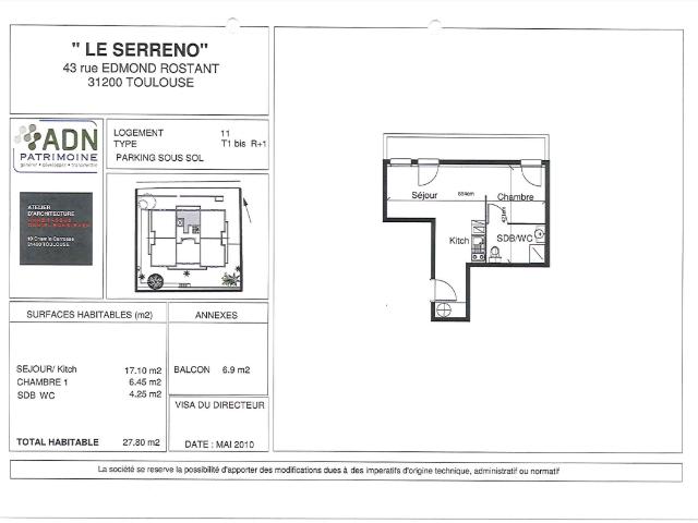 Appartement 1 pièce, 27 m² à louer à Toulouse 31200