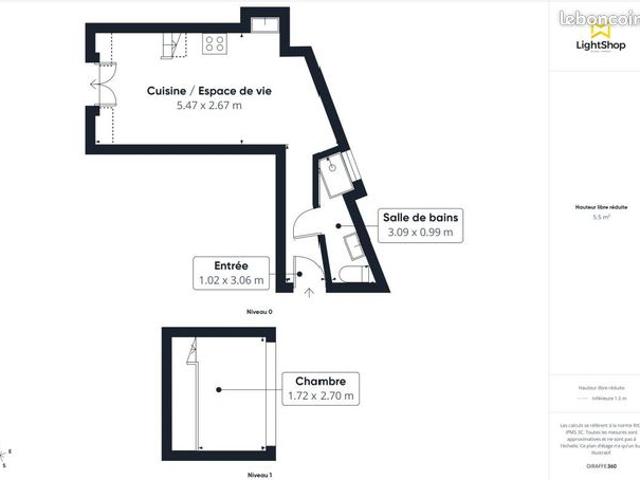 Appartement 1 pièce 20 m²