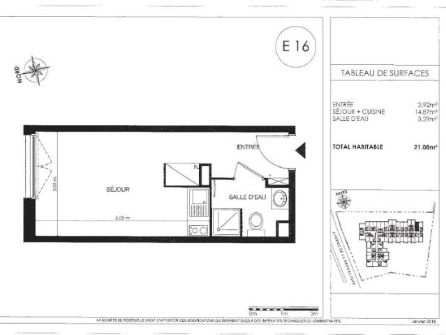 Appartement 1 pièce 21.08m²