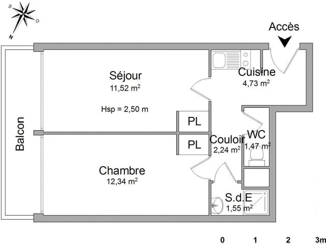 Appartement 1 pièce 34 m²
