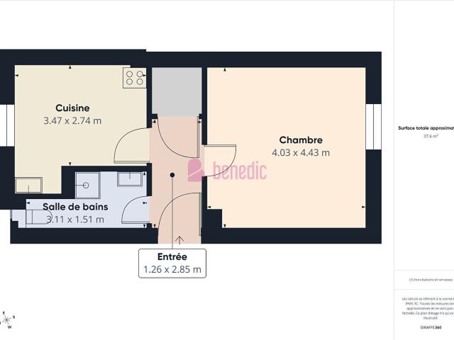 Appartement 1 pièce 37 m²