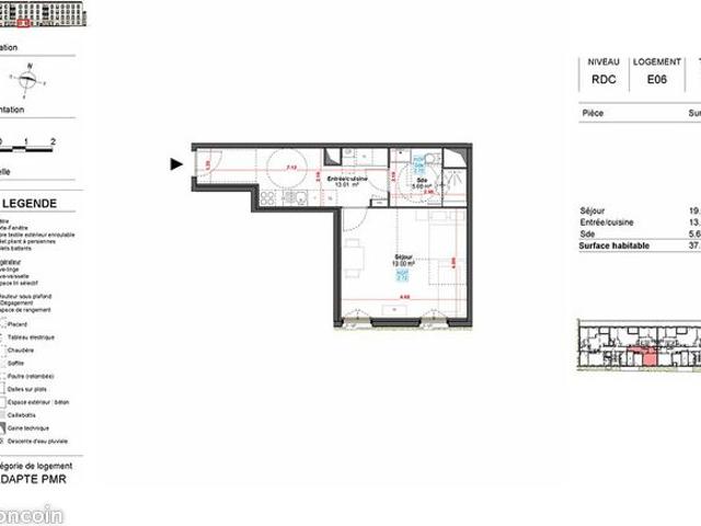 Appartement 1 pièce 38 m²