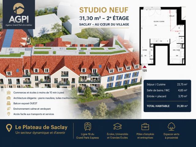 Appartement 1 pièce 31 m²