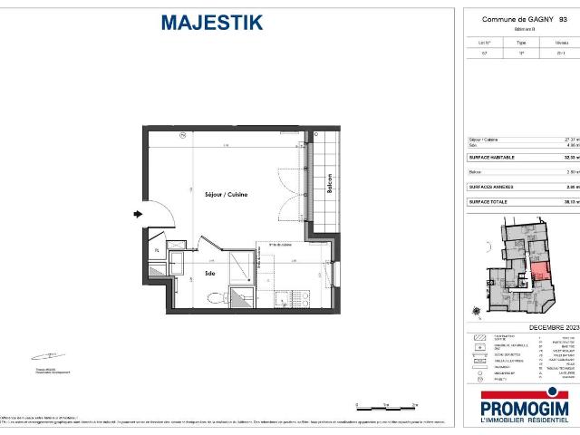 Appartement 1 pièce 32 m²