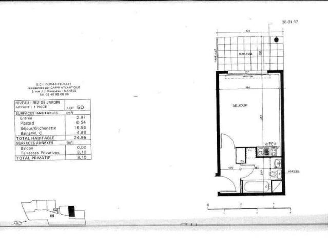 Appartement 1 pièce 44000 Nantes Réf: 12114
