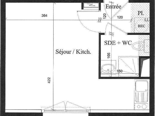 Appartement 1 pièce 44300 Nantes GESVRE JONELIERE Réf: 12464
