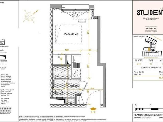 Appartement 1 pièce 44300 Nantes Perverie Réf: 11637