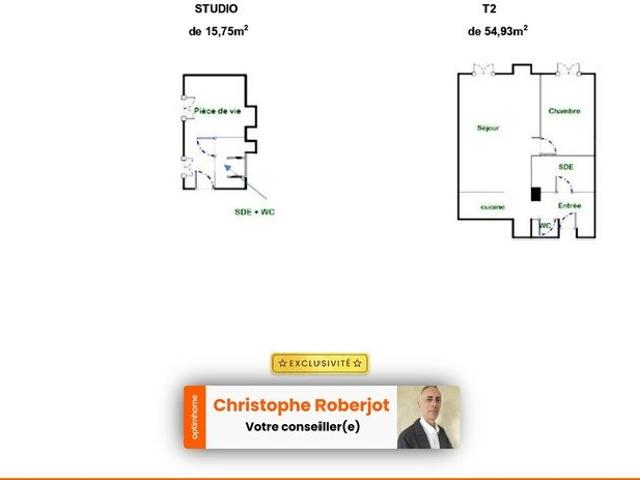Appartement 2 pièces 55 m²