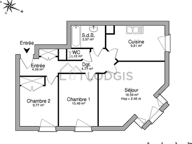 Appartement 2 chambres meublé avec garage et ascenseur 69006 Lyon 69006