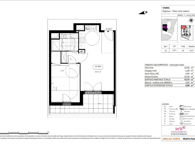Appartement · 2 pièces · 43.74 m²