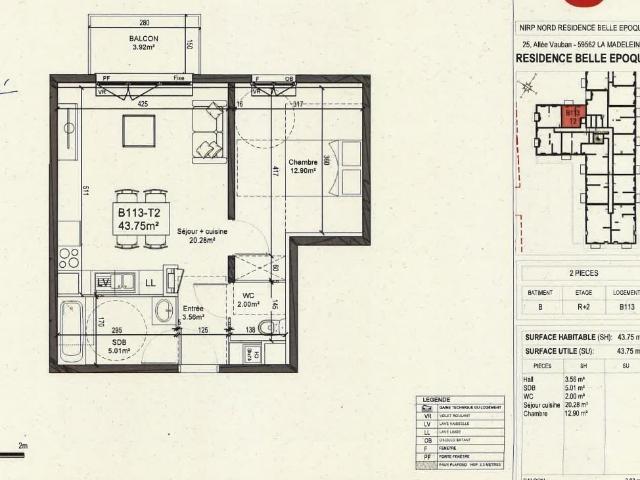 Appartement 2 pièces 43 m²