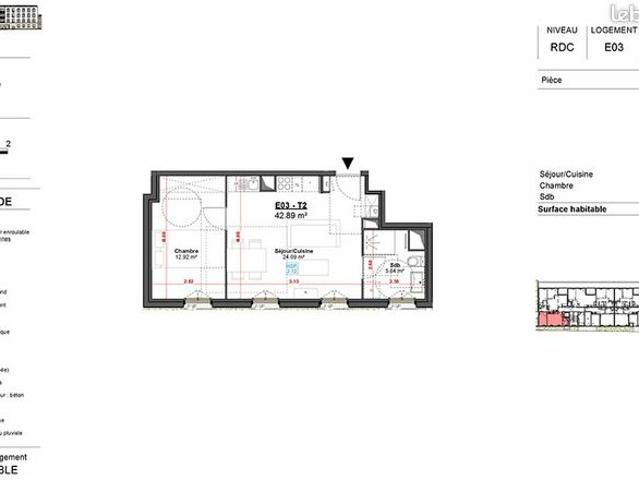Appartement 2 pièces 43 m²