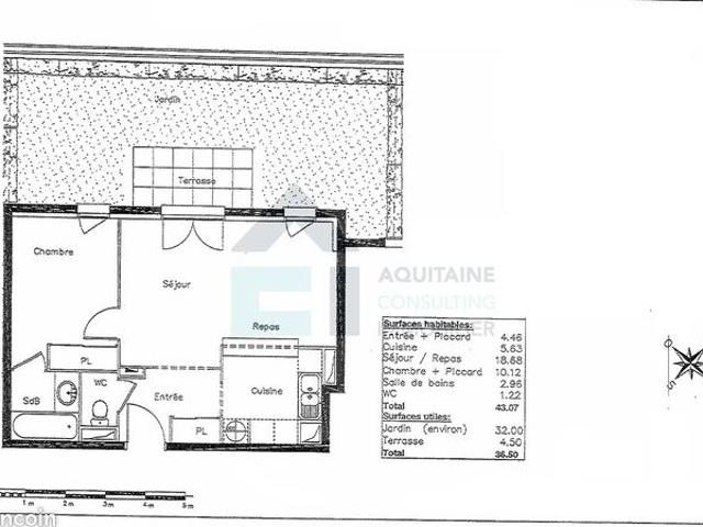 Appartement 2 pièces 43 m²
