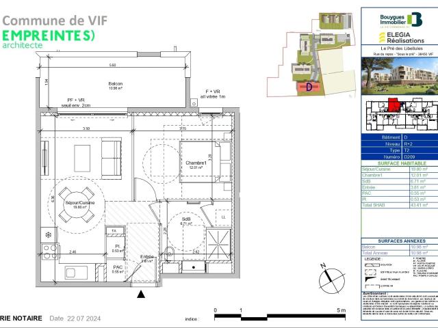Appartement 2 pièces 43 m²