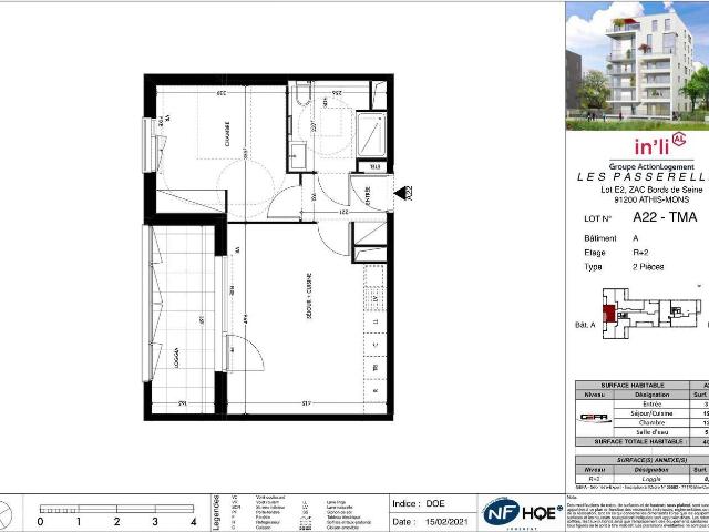 Appartement / 2 pièces / 40.70 m2
