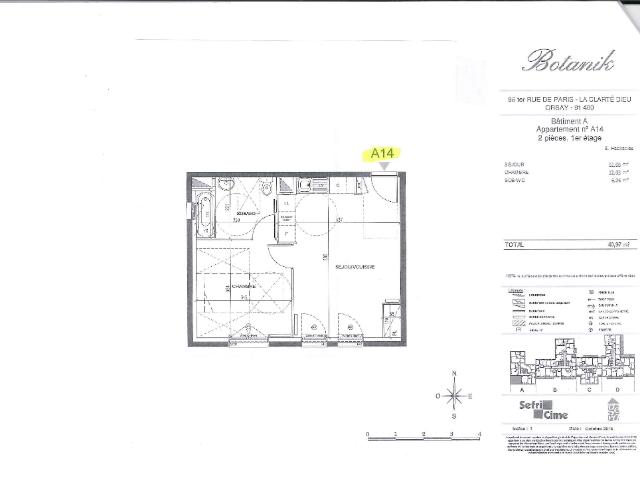 appartement 2 pièces 41 m² résidence 2019