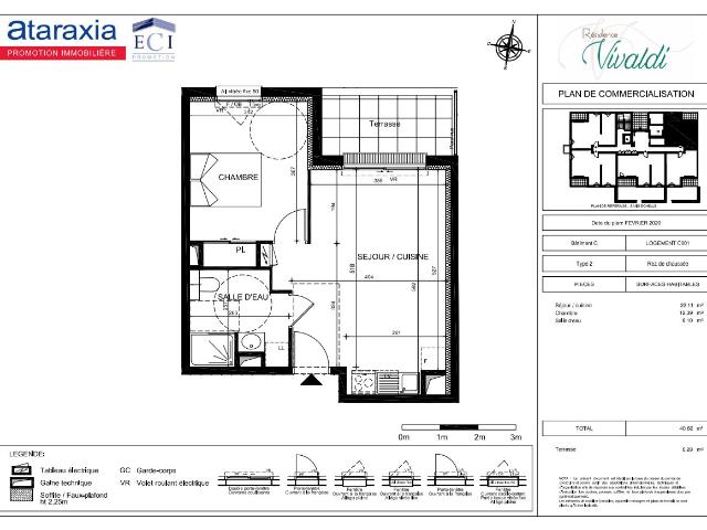 Appartement 2 pièces 41 m²