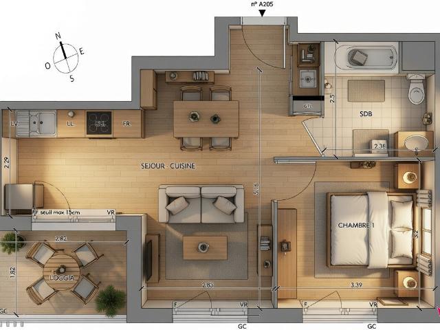 Appartement 2 pièces 41 m²