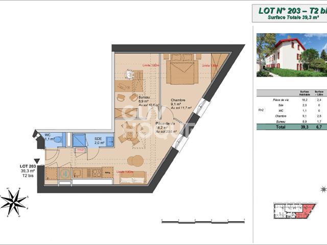 Appartement 2 pièces 42 m²