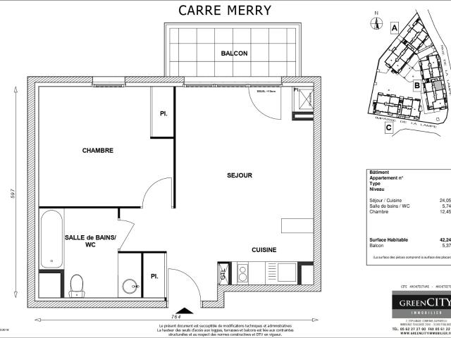 Appartement 2 pièces 42 m²