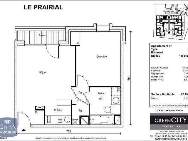 Appartement 2 pièces 42 m²
