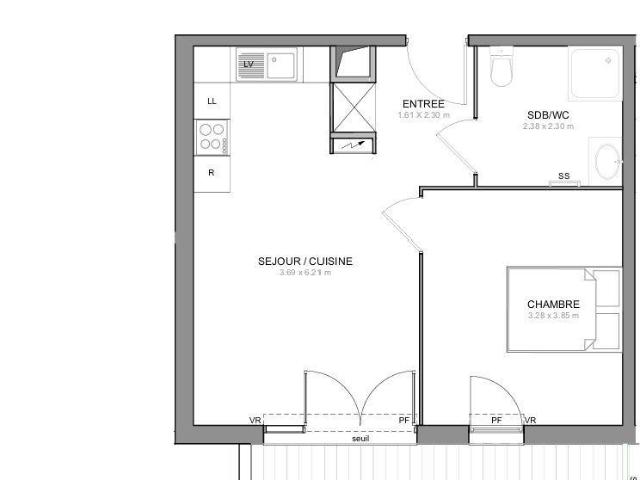 Appartement 2 pièces 42 m²