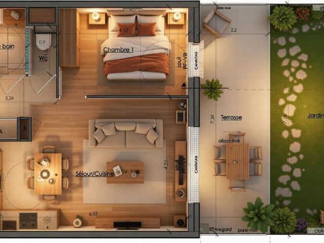 Appartement 2 pièces 47 m²