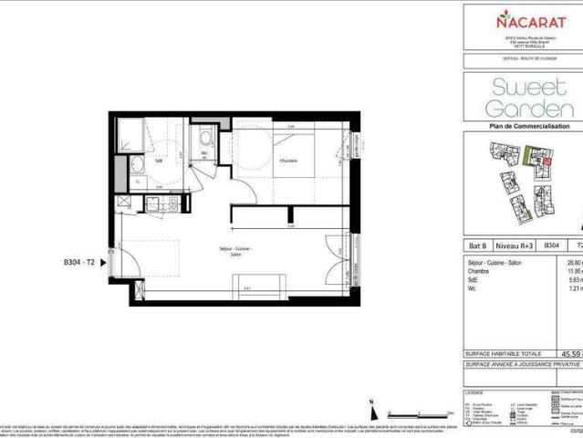Appartement 2 pièces 44120 Vertou Réf: 11786