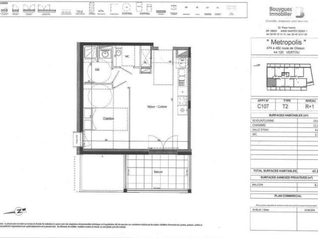 Appartement 2 pièces 44120 Vertou Réf: 12077