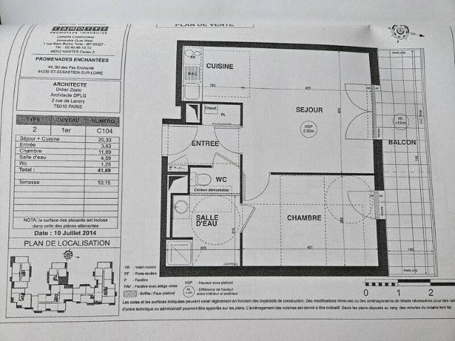 Appartement 2 pièces 44230 Saint Sébastien sur Loire Réf: 12218