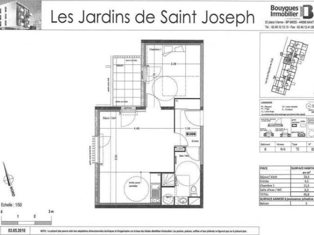 Appartement 2 pièces 44300 Nantes Saint Joseph Erdre Réf: 12336