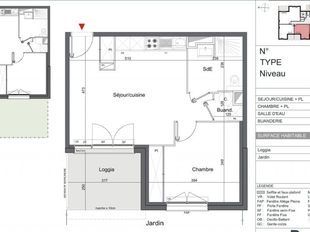 Appartement 2 pièces 44 m²