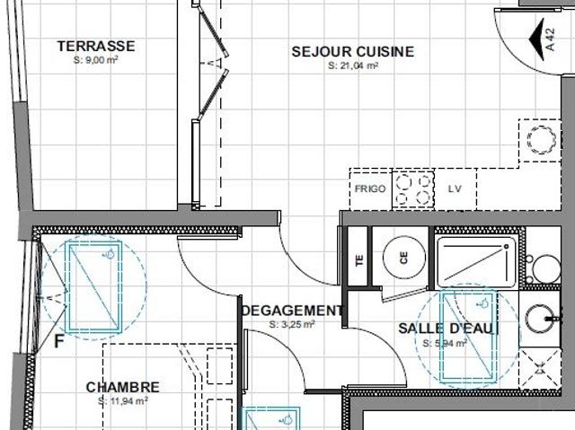 Appartement 2 pièces 44 m²