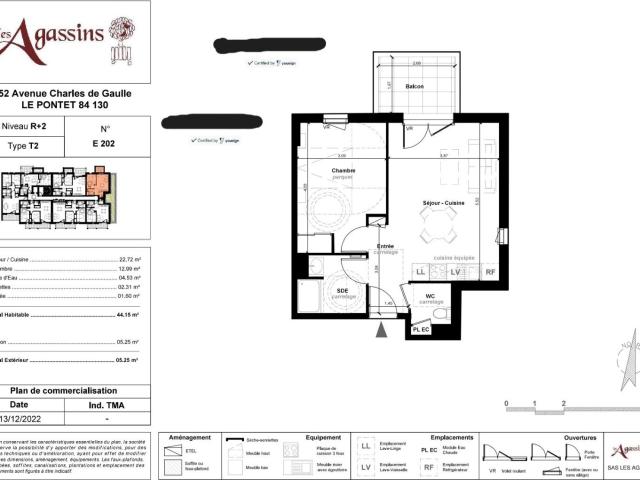 Appartement 2 pièces 44 m²