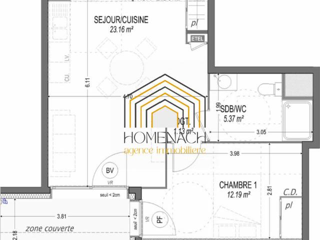 Appartement 2 pièces 44 m²
