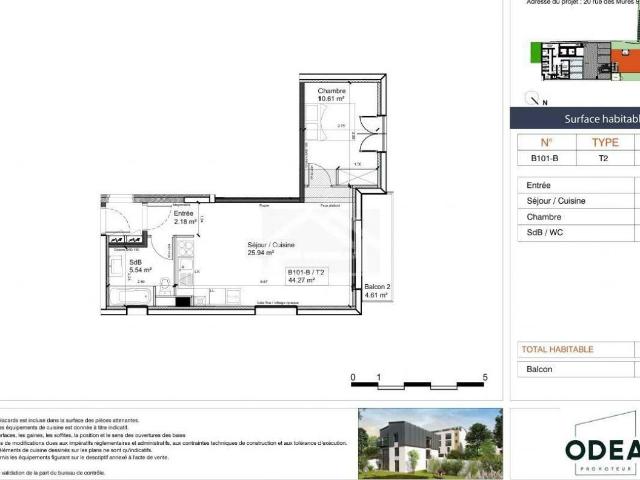 Appartement 2 pièces 44 m²