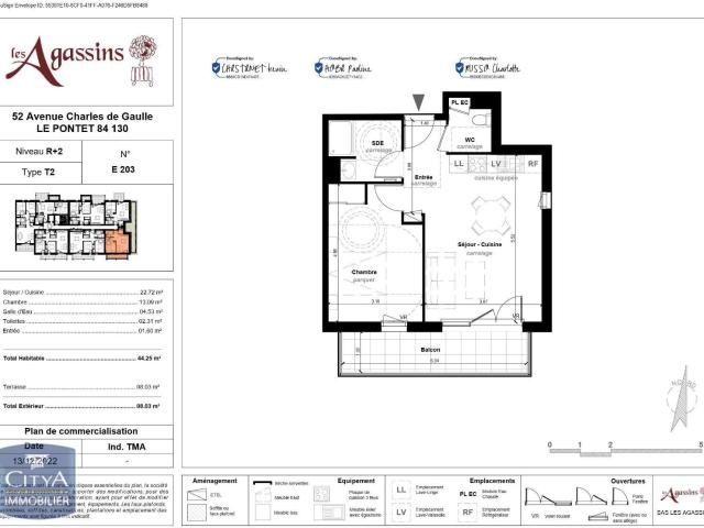 Appartement 2 pièces 44 m²