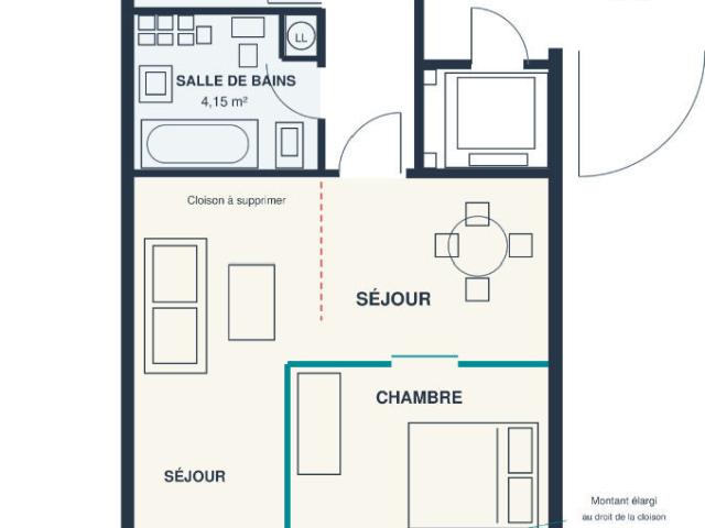 Appartement 2 pièces 44 m²