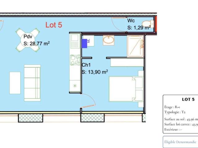 Appartement 2 pièces 44 m²