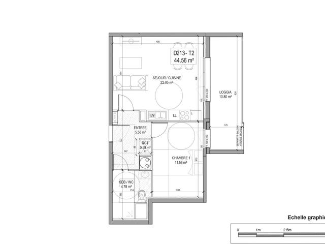 Appartement 2 pièces 45 m²