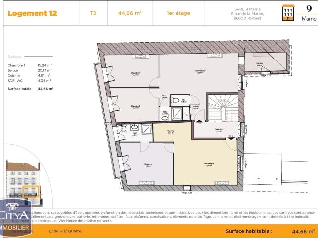 Appartement 2 pièces 45 m²