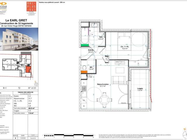 Appartement 2 pièces 45 m²