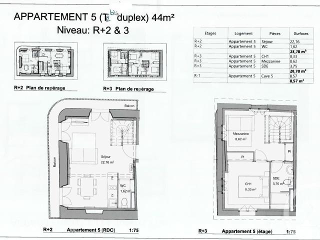 Appartement 2 pièces 45 m²