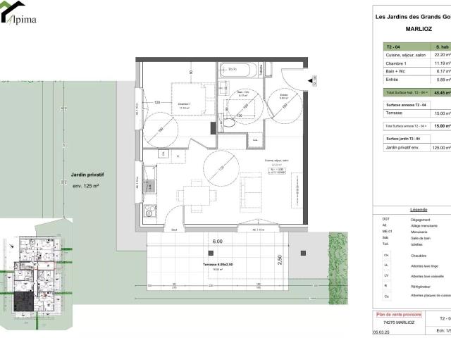 Appartement 2 pièces 45 m²