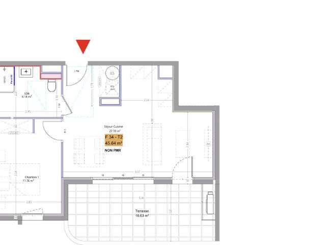 Appartement 2 pièces 45 m²