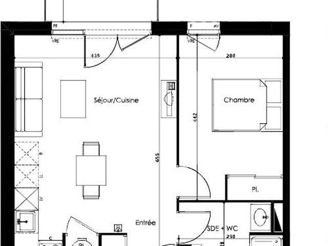 Appartement 2 pièces 45 m²